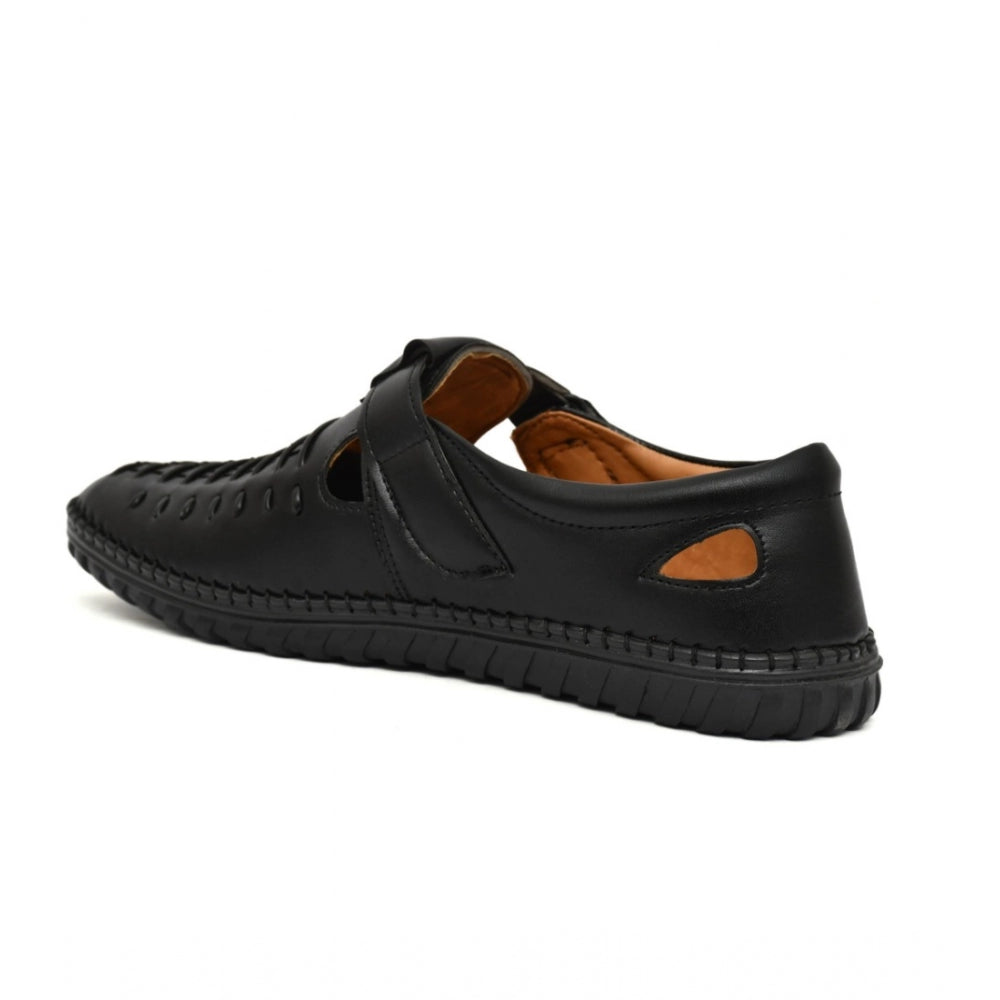 Amfyn Men's Faux Leather Sandal (Black)