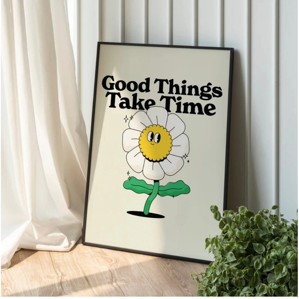 Amfyn Good Things Take Time Wall Frame (Black-Brown )