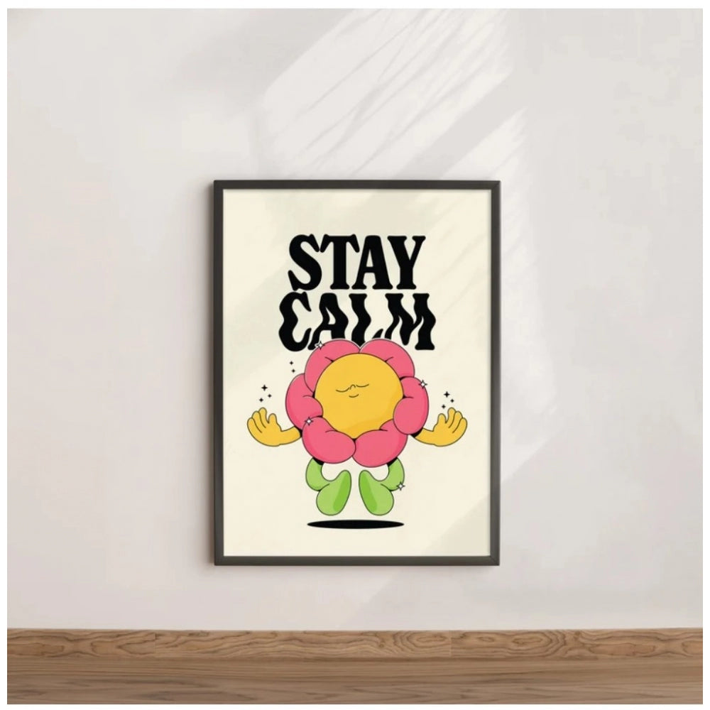 Amfyn Stay Calm Wall Frame (Black-Brown )