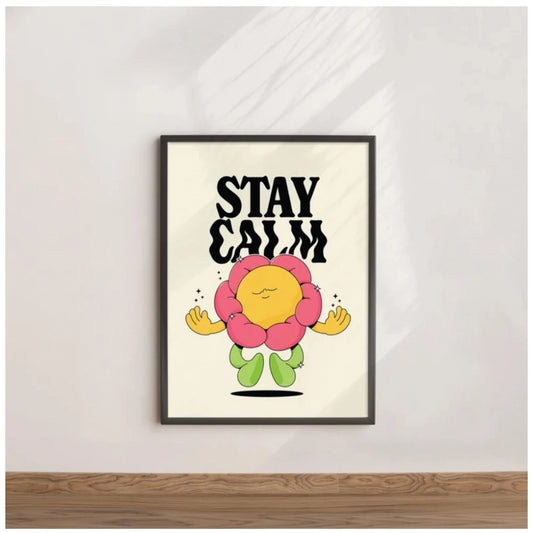 Amfyn Stay Calm Wall Frame (Black-Brown )