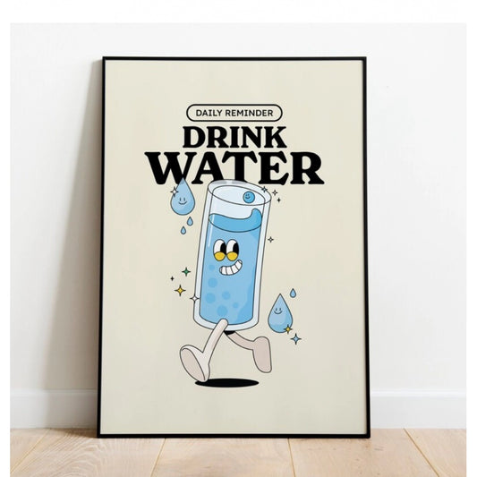 Amfyn Daily Reminder Drink Water Wall Frame (Black)