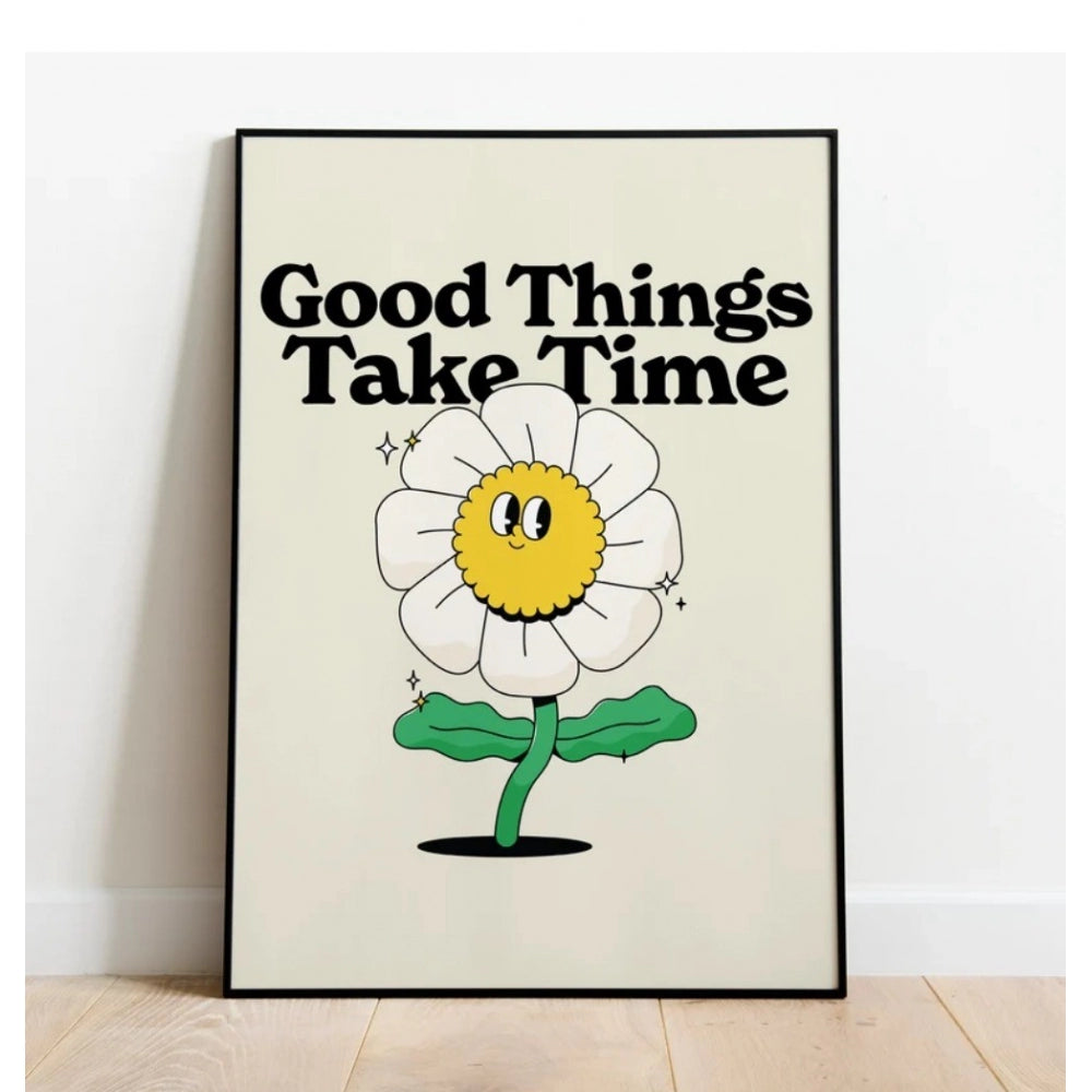 Amfyn Good Things Take Time Wall Frame (Black-Brown )