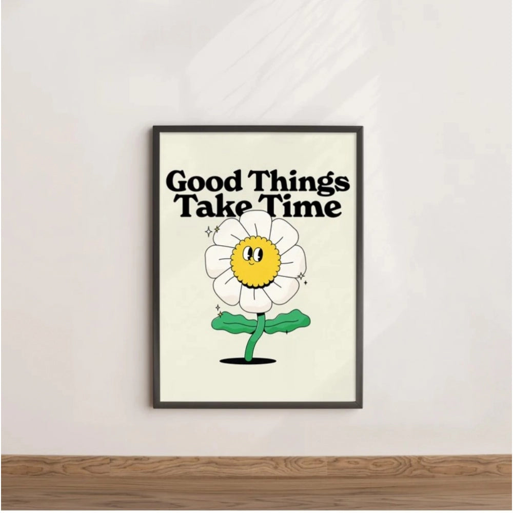 Amfyn Good Things Take Time Wall Frame (Black-Brown )