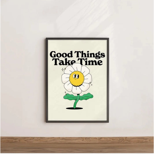 Amfyn Good Things Take Time Wall Frame (Black-Brown )