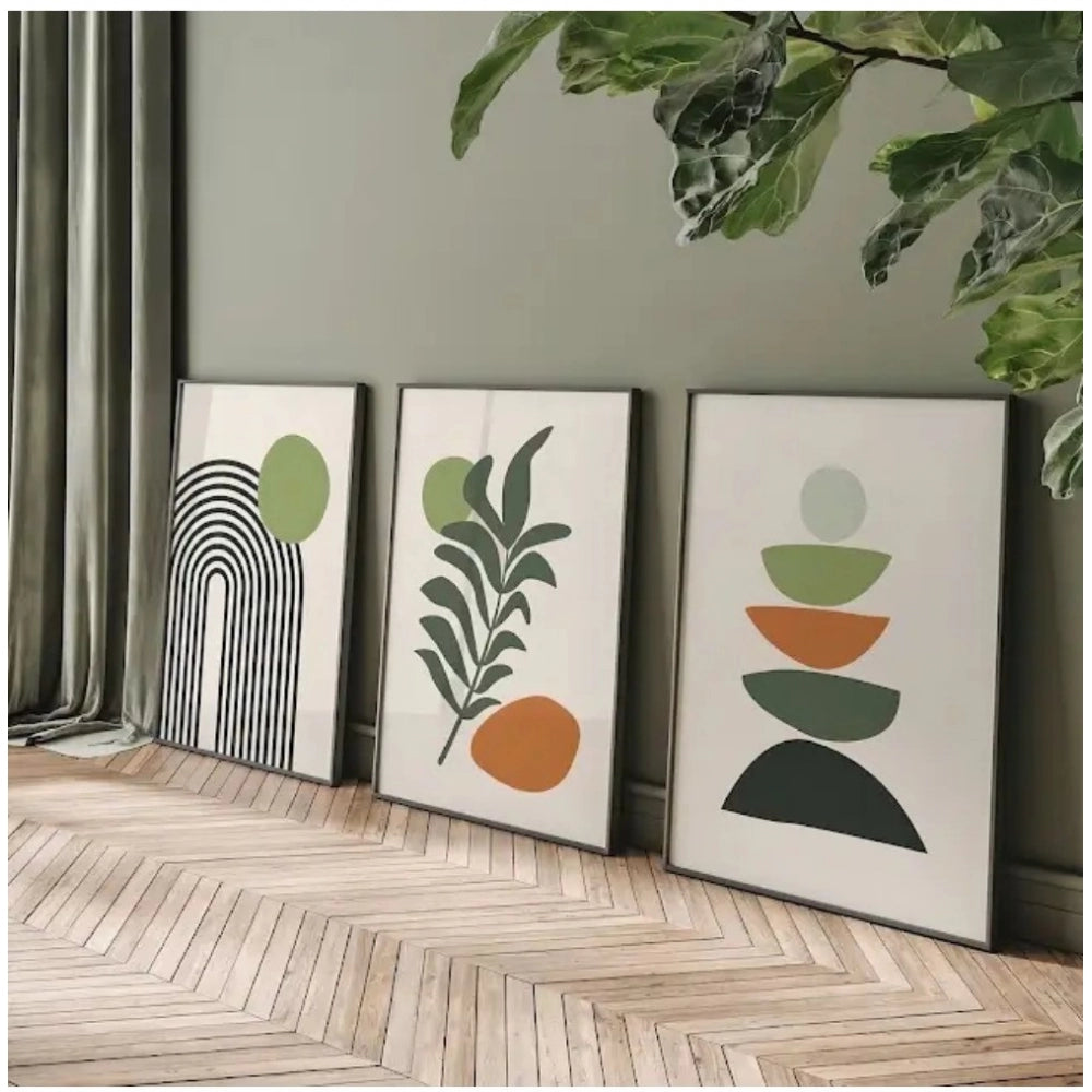 Amfyn Set of_3 Abstract Art Print Wall Frames Framed (Black )