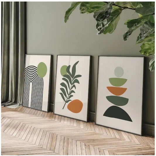 Amfyn Set of_3 Abstract Art Print Wall Frames Framed (Black )