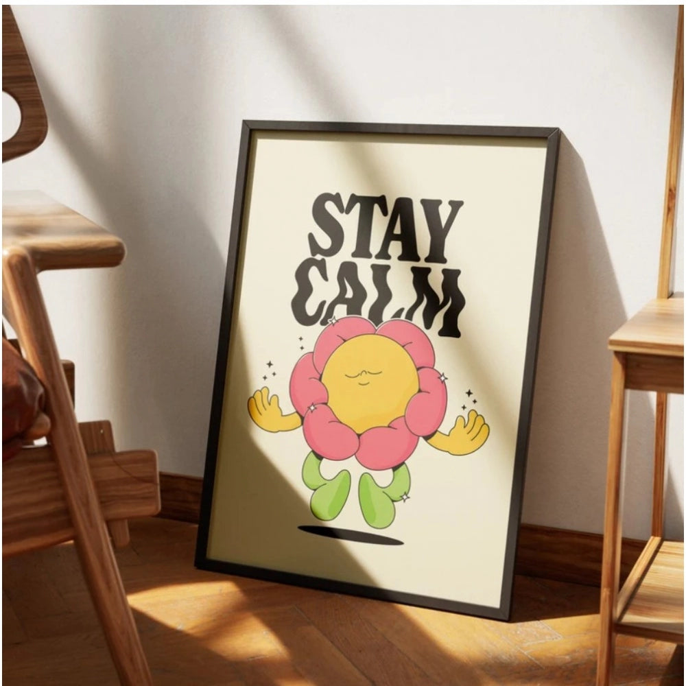 Amfyn Stay Calm Wall Frame (Black-Brown )