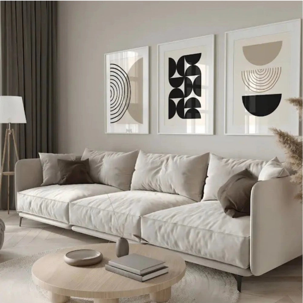 Amfyn Set of_3 Abstract Art Print Wall Frames Framed (White)