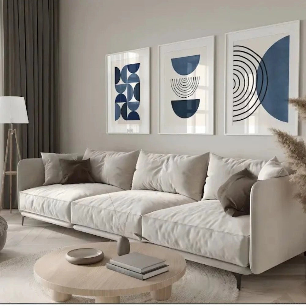 Amfyn Set of_3 Abstract Art Print Wall Frames Framed (White)