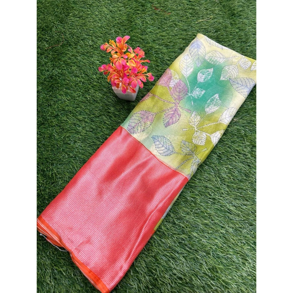 Amfyn Women's Brasso Printed Saree With Unstitched Blouse (Multi, 5-5 Mtrs)