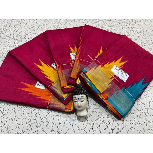 Amfyn Women's Tussar Silk Printed Saree With Unstitched Blouse (Red, 5-5 Mtrs)