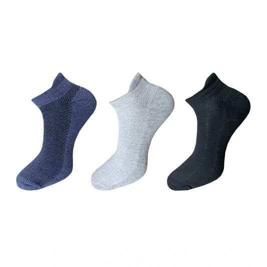 Amfyn 3_Pair Set Unisex Casual Cotton Solid Ankle Length Socks (Multicolor)