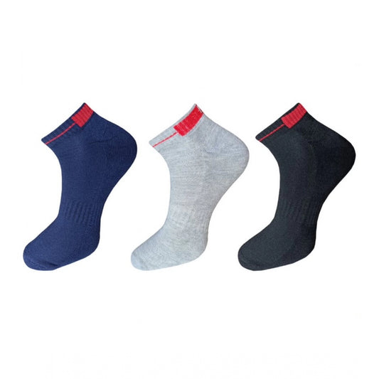 Amfyn 3_Pair Set Unisex Casual Cotton Solid Ankle Length Socks (Multicolor)