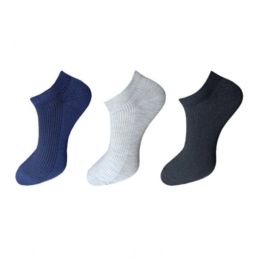 Amfyn 3_Pair Set Unisex Casual Cotton Solid Ankle Length Socks (Multicolor)
