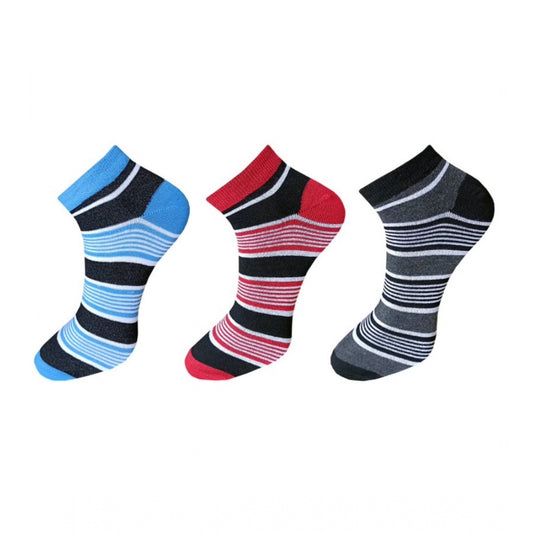 Amfyn 3_Pair Set Unisex Casual Cotton Striped Ankle Length Socks (Multicolor)