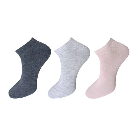 Amfyn 3_Pair Set Unisex Casual Cotton Solid Ankle Length Socks (Multicolor)