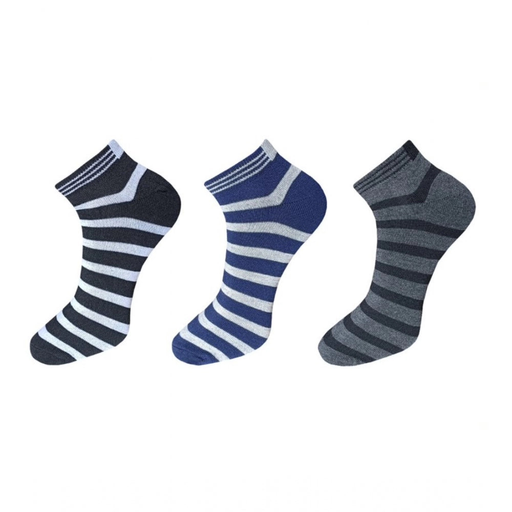 Amfyn 3_Pair Set Unisex Casual Cotton Solid Ankle Length Socks (Multicolor)