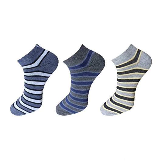 Amfyn 3_Pair Set Unisex Casual Cotton Striped Ankle Length Socks (Multicolor)