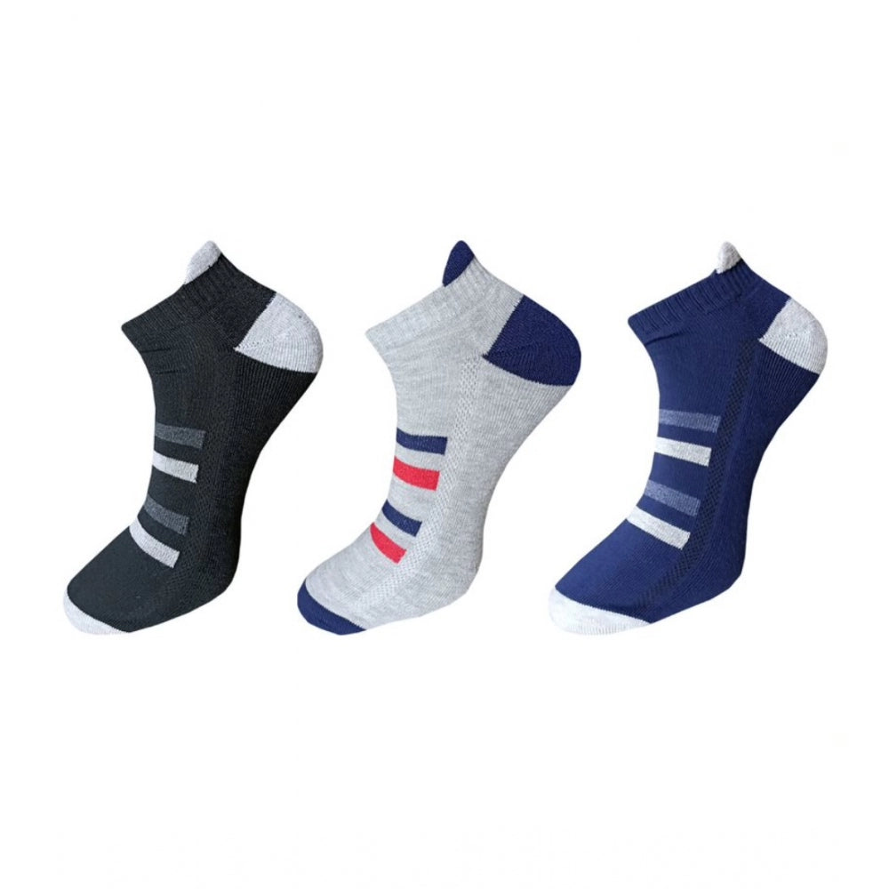 Amfyn 3_Pair Set Unisex Casual Cotton Printed Ankle Length Socks (Multicolor)
