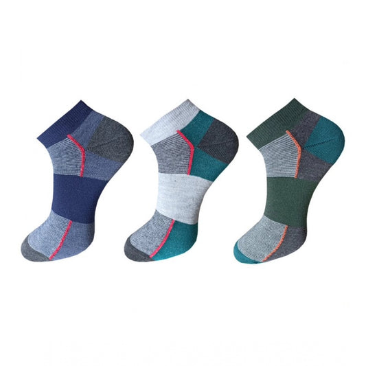 Amfyn 3_Pair Set Unisex Casual Cotton Striped Ankle Length Socks (Multicolor)