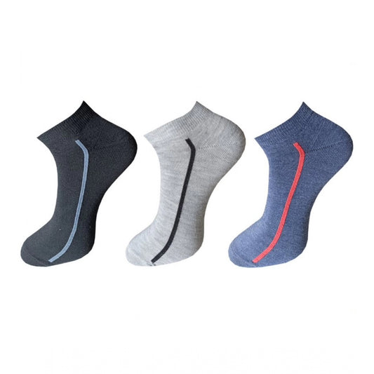 Amfyn 3_Pair Set Unisex Casual Cotton Solid Ankle Length Socks (Multicolor)