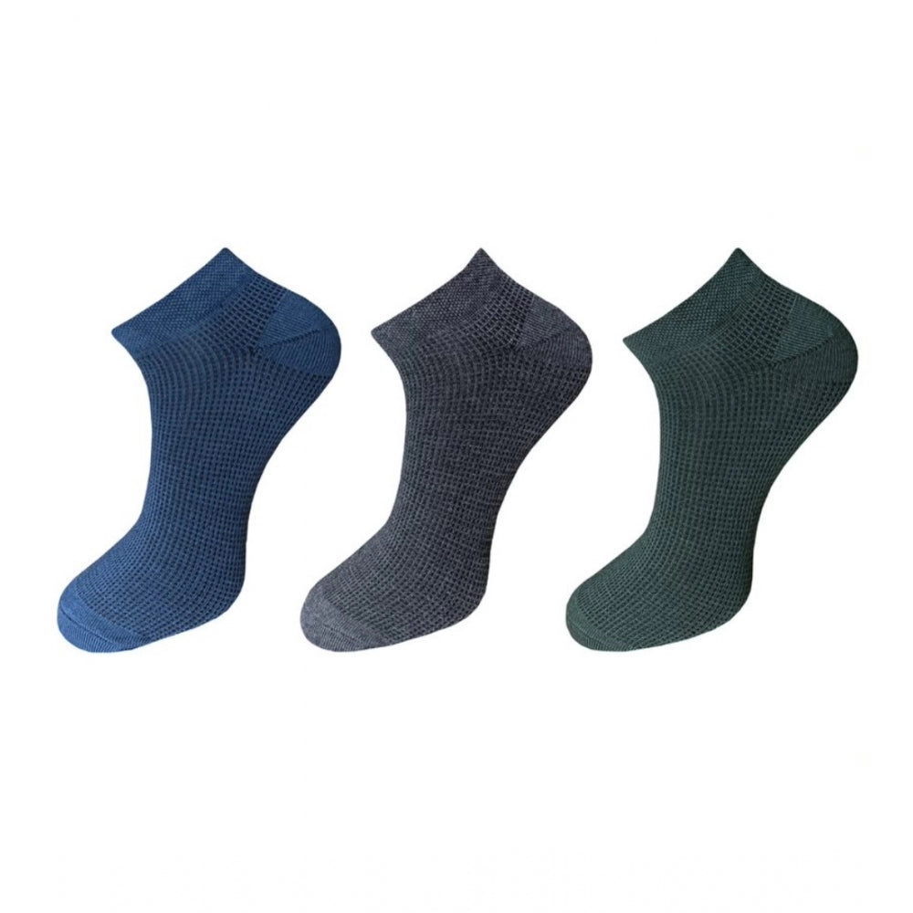 Amfyn 3_Pair Set Unisex Casual Cotton Solid Ankle Length Socks (Multicolor)