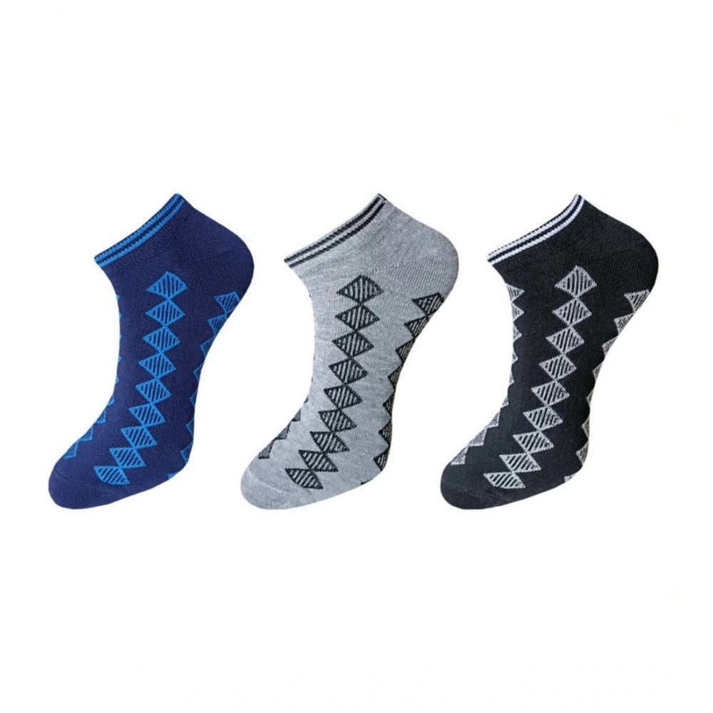 Amfyn 3_Pair Set Unisex Casual Cotton Printed Ankle Length Socks (Multicolor)