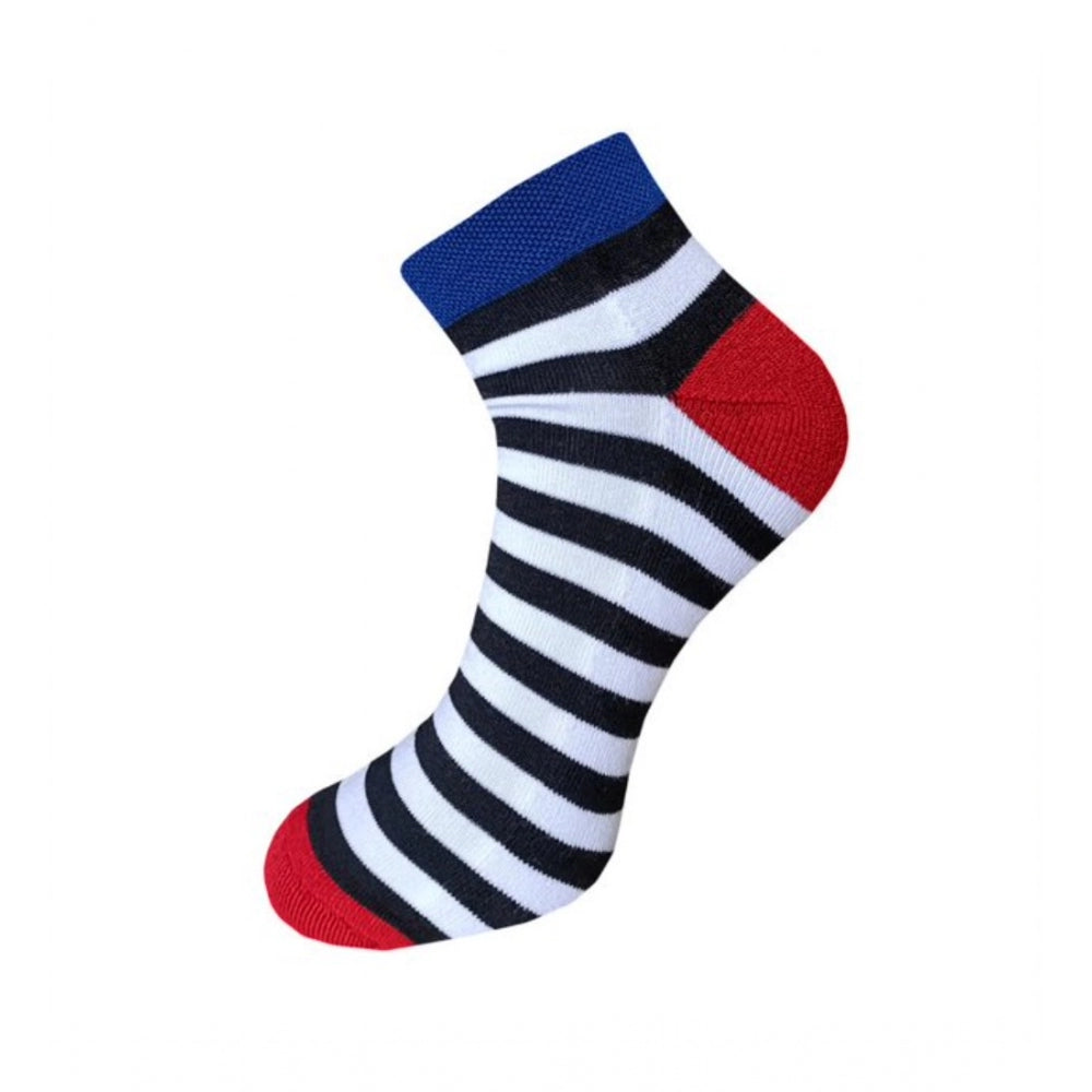 Amfyn 3_Pair Set Unisex Casual Cotton Striped Ankle Length Socks (Multicolor)