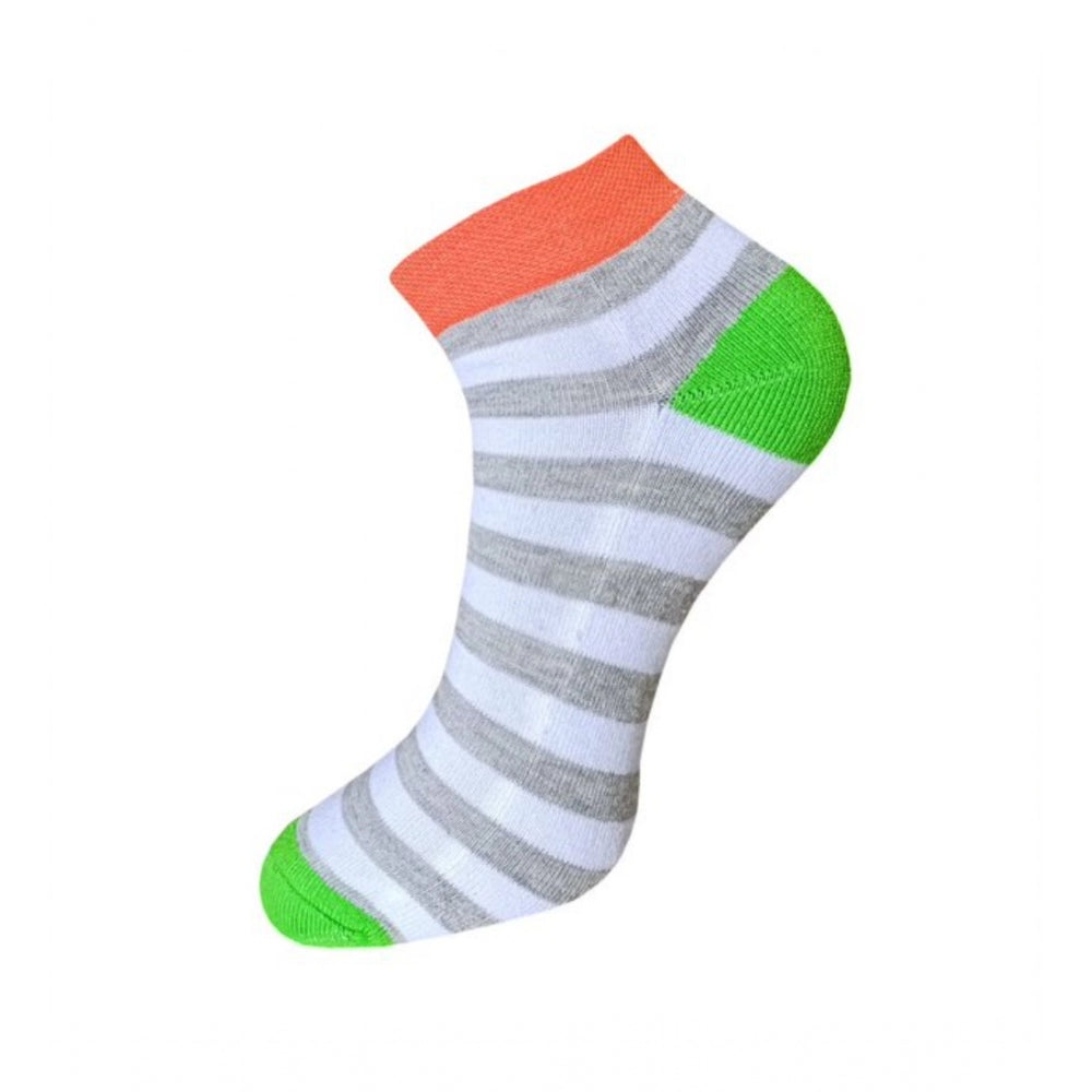 Amfyn 3_Pair Set Unisex Casual Cotton Striped Ankle Length Socks (Multicolor)