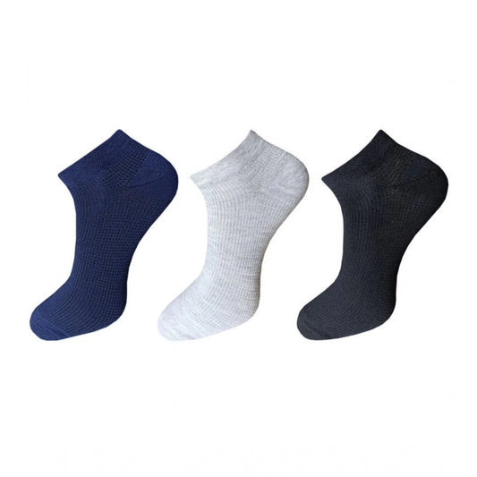 Amfyn 3_Pair Set Unisex Casual Cotton Solid Ankle Length Socks (Multicolor)