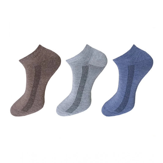 Amfyn 3_Pair Set Unisex Casual Cotton Solid Ankle Length Socks (Multicolor)