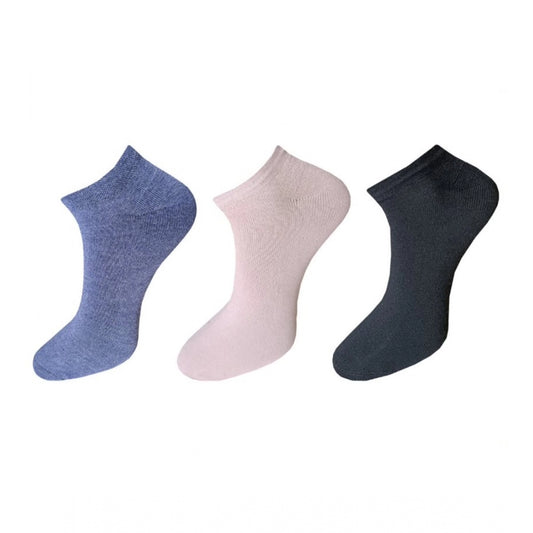 Amfyn 3_Pair Set Unisex Casual Cotton Solid Ankle Length Socks (Multicolor)