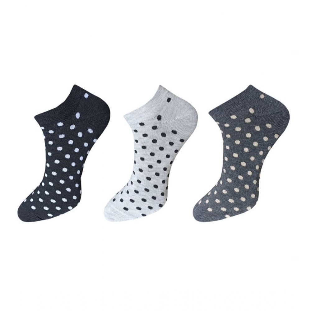 Amfyn 3_Pair Set Unisex Casual Cotton Printed Ankle Length Socks (Multicolor)