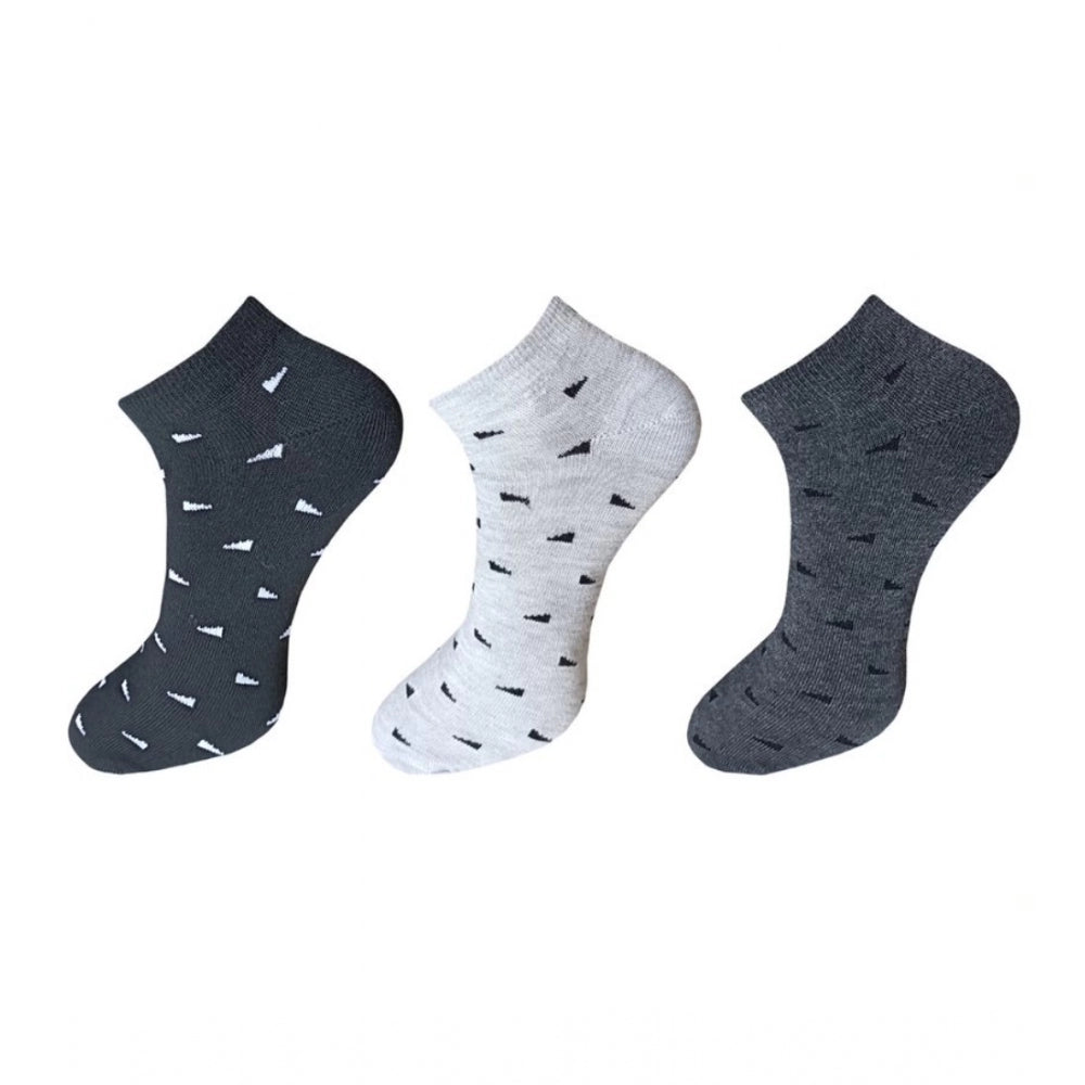Amfyn 3_Pair Set Unisex Casual Cotton Printed Ankle Length Socks (Multicolor)