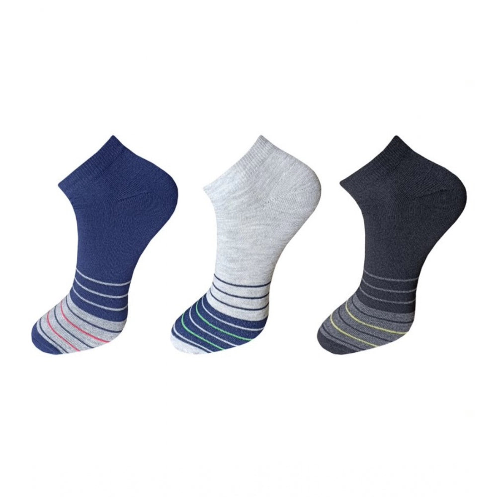 Amfyn 3_Pair Set Unisex Casual Cotton Striped Ankle Length Socks (Multicolor)
