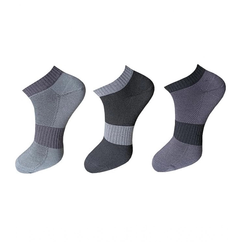 Amfyn 3_Pair Set Unisex Casual Cotton Solid Ankle Length Socks (Multicolor)
