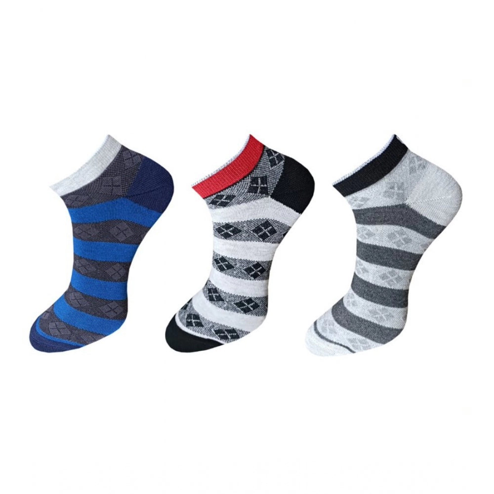 Amfyn 3_Pair Set Unisex Casual Cotton Printed Ankle Length Socks (Multicolor)