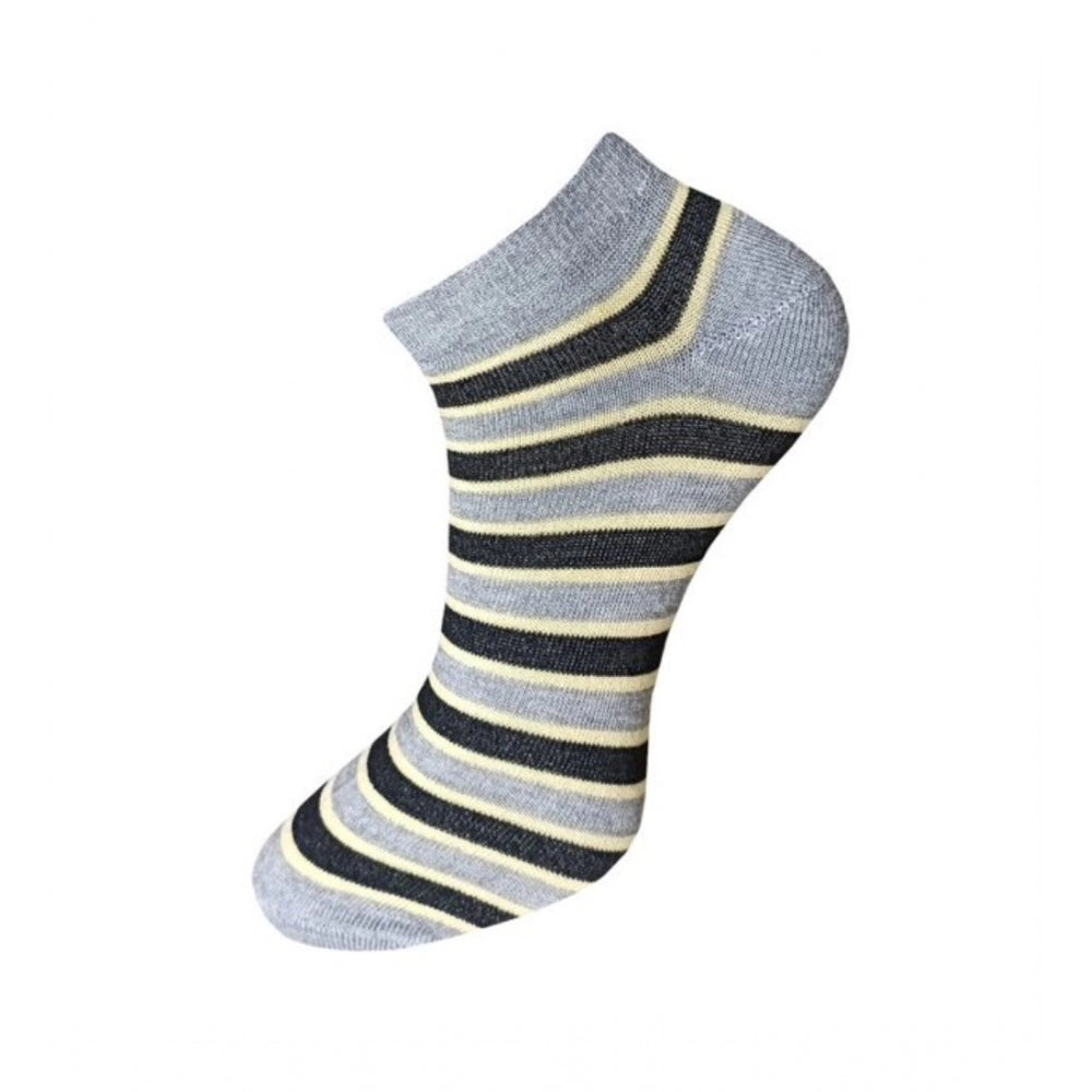 Amfyn 3_Pair Set Unisex Casual Cotton Striped Ankle Length Socks (Multicolor)