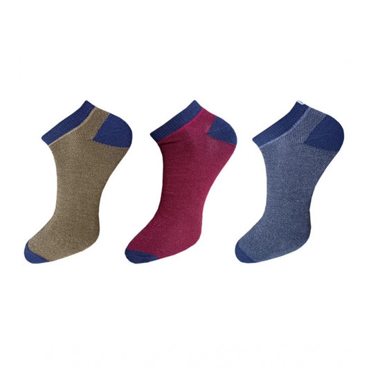 Amfyn 3_Pair Set Unisex Casual Cotton Solid Ankle Length Socks (Multicolor)