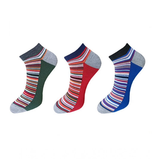 Amfyn 3_Pair Set Unisex Casual Cotton Striped Ankle Length Socks (Multicolor)