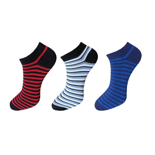 Amfyn 3_Pair Set Unisex Casual Cotton Striped Ankle Length Socks (Multicolor)