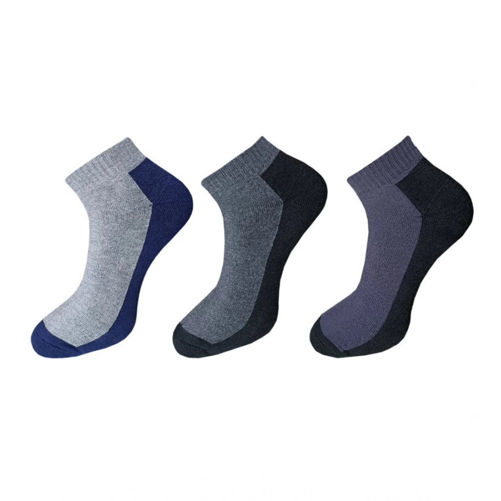 Amfyn 3_Pair Set Unisex Casual Cotton Solid Ankle Length Socks (Multicolor)