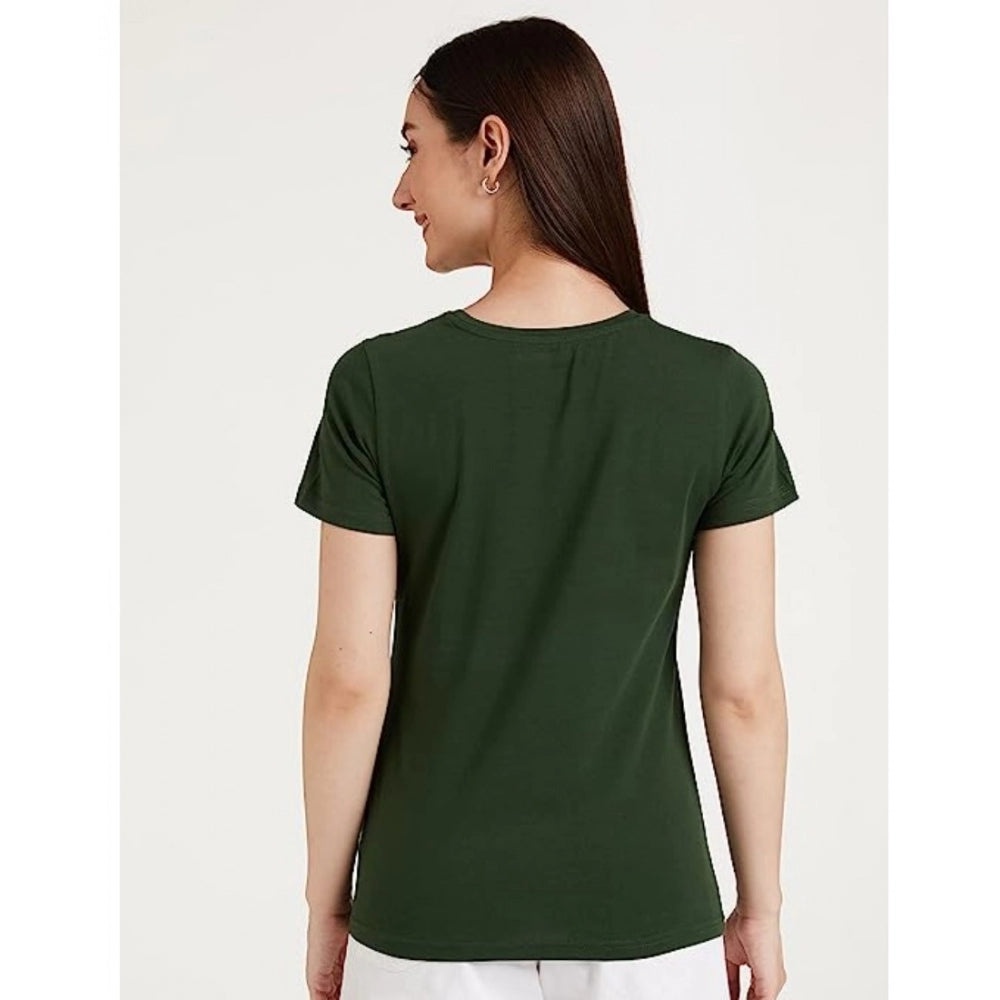 Amfyn Women's Cotton Printed Round Neck T.Shirt (Green)