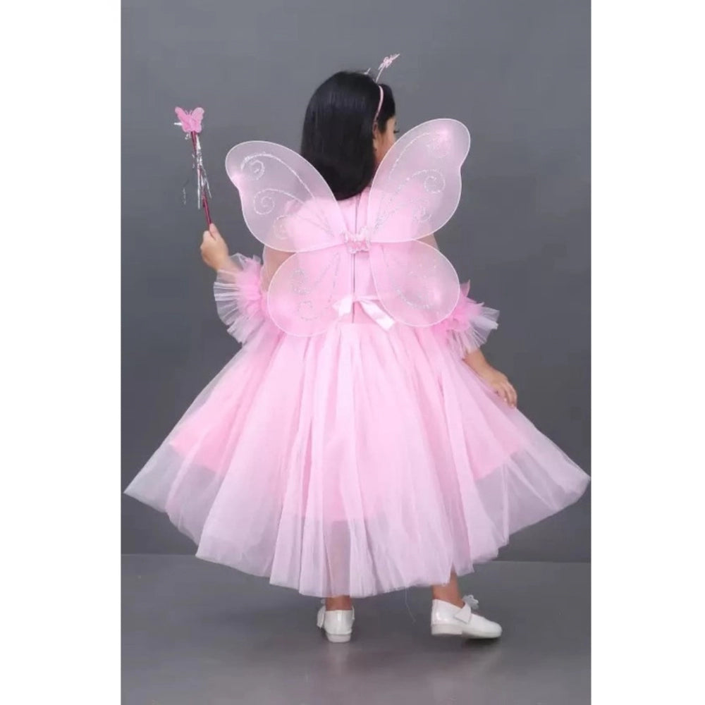 Amfyn Girl's Net  Pari Dresses (Pink)