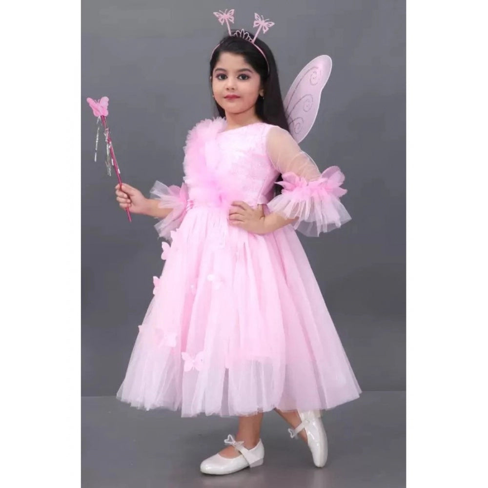 Amfyn Girl's Net  Pari Dresses (Pink)