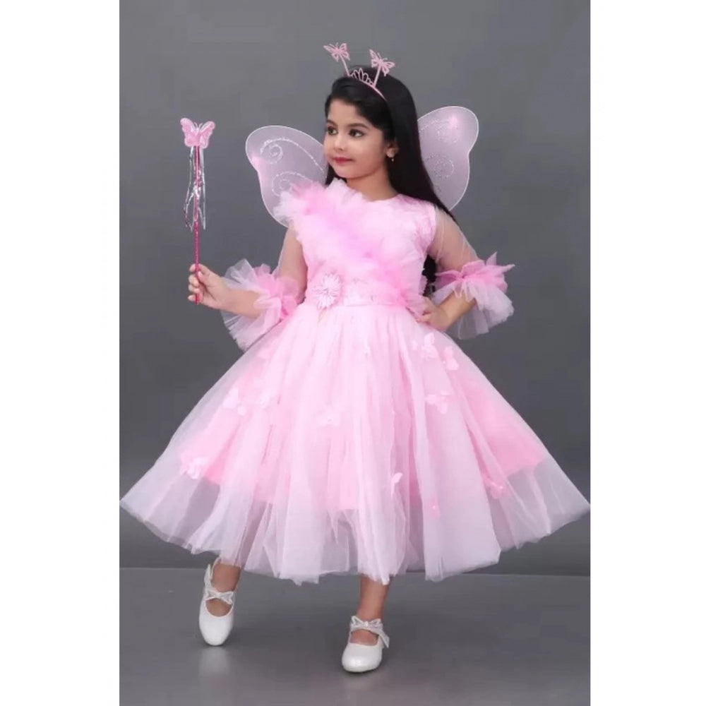 Amfyn Girl's Net  Pari Dresses (Pink)