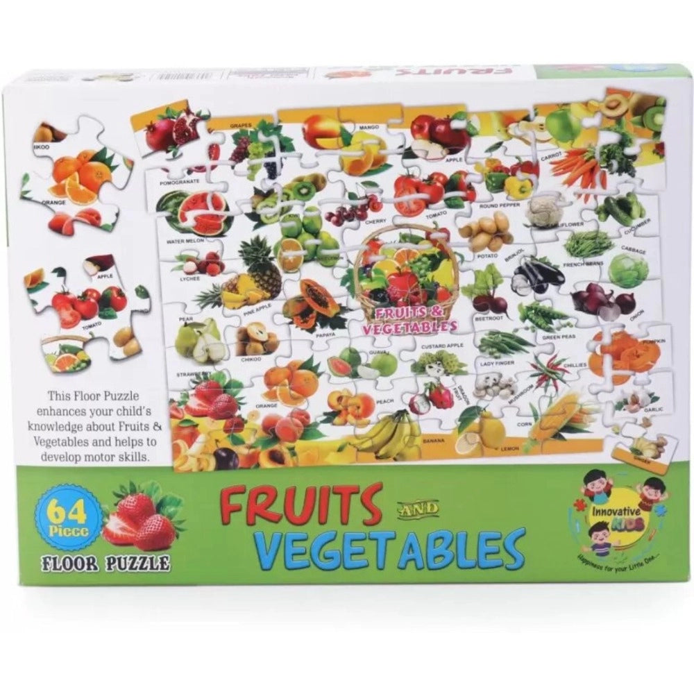 64_Pcs Set Fruits and Vegetables Puzzle | Cardboard | Educational Toys | 4+ Years