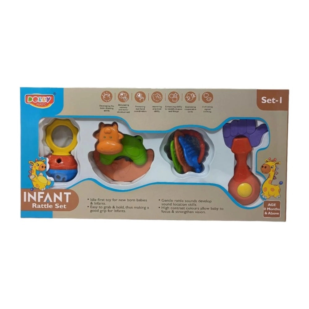 Infant Rattle Set (4 pcs) | Plastic | Toys | 3+ Months