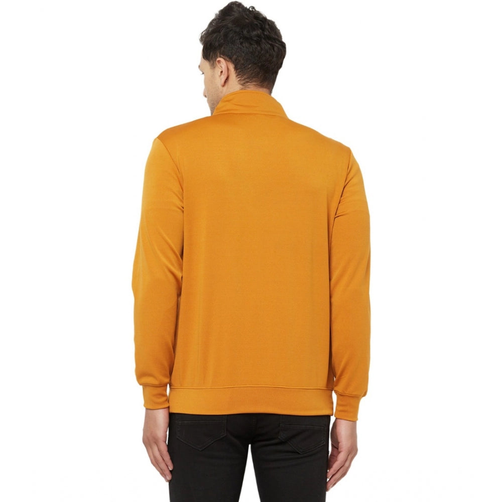 Amfyn Men's Solid Lycra Blend Full Sleeve Casual Jacket (Yellow)