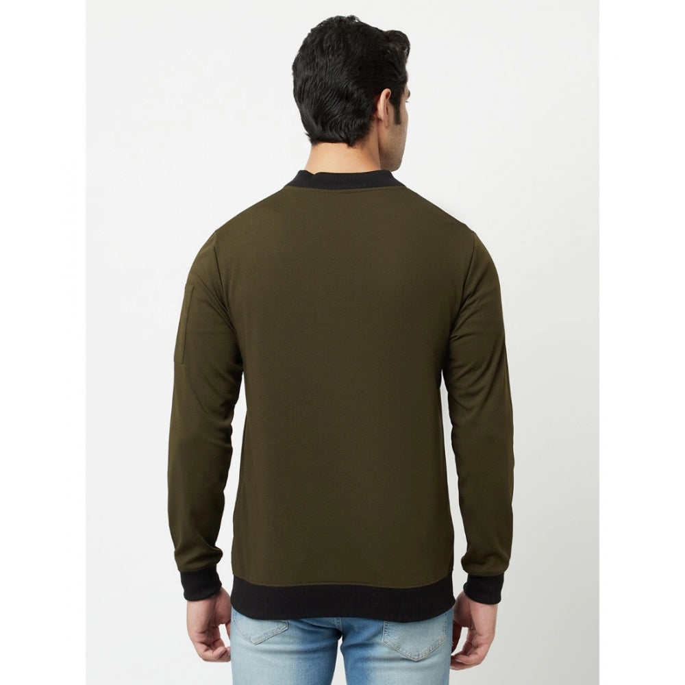 Amfyn Men's Solid Polyester Full Sleeve Casual Jacket (Green)